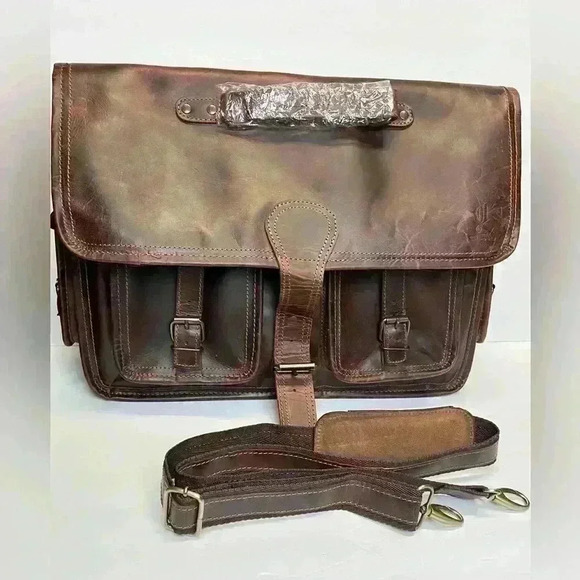 Cuero Vintage Handmade Large  Leather Messenger Bag For Laptop - Picture 1 of 16